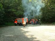Der M&uuml;lleimer brennt bereits in voller Ausdehnung.